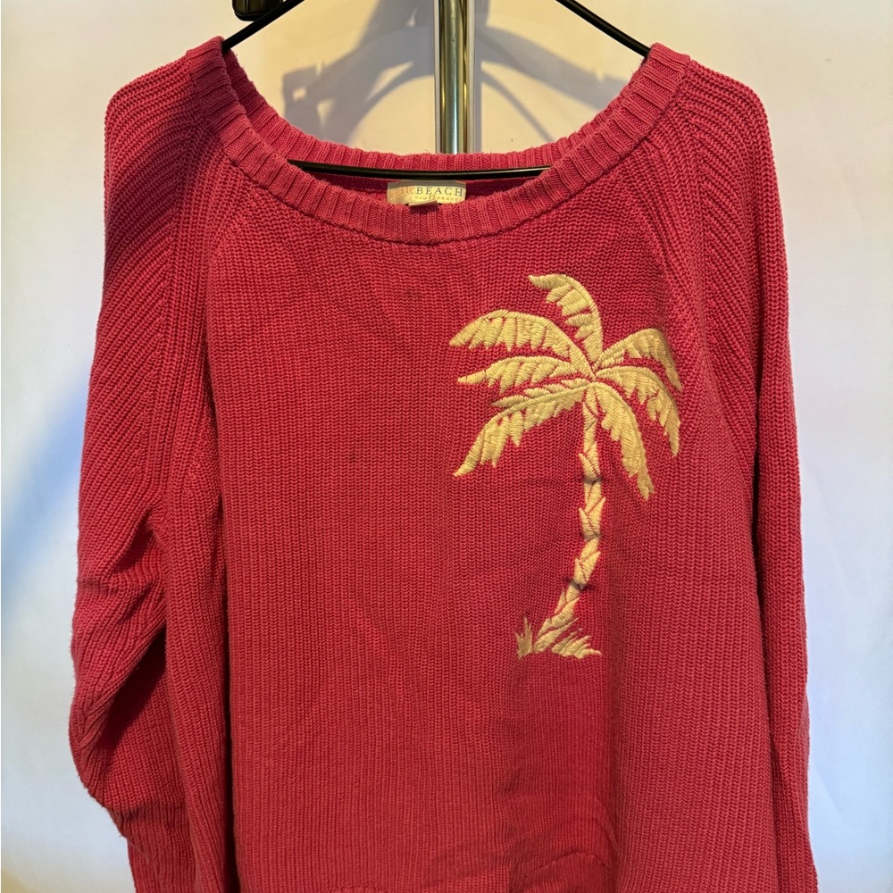 Red Sweater with Palm Tree Design